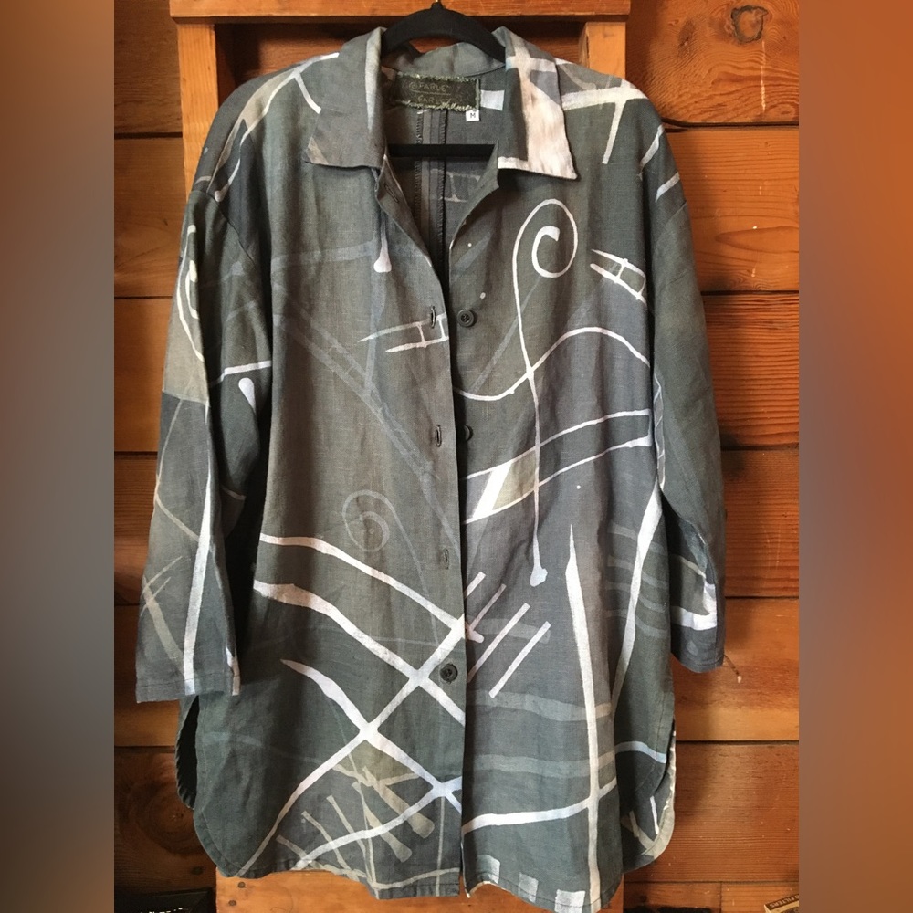 Farley Farley Vintage Art Grey Ladders Abstract Linen… Gem